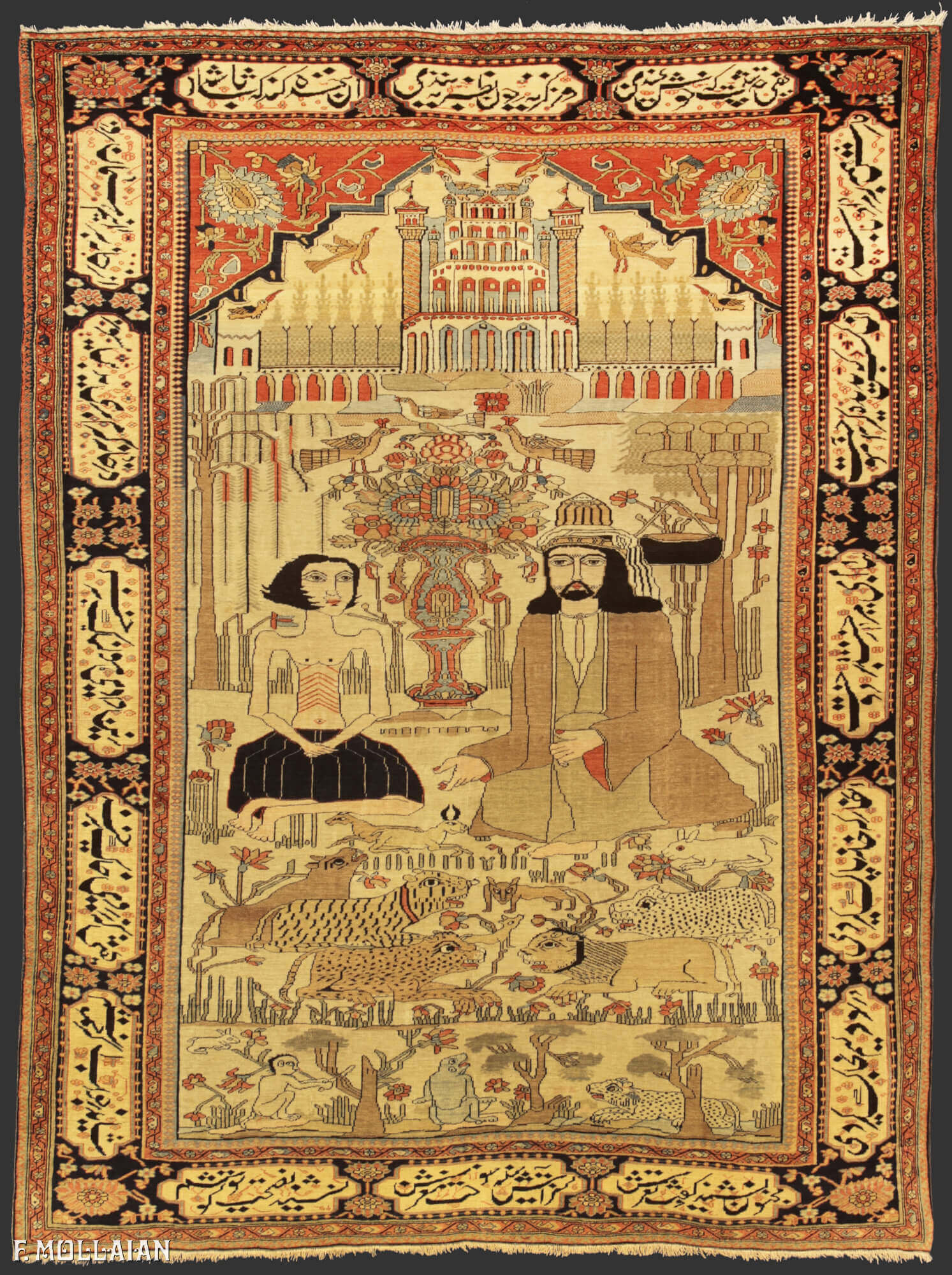 Alfombra Persa Antigua Kashan Mohtasham n°:53356825
